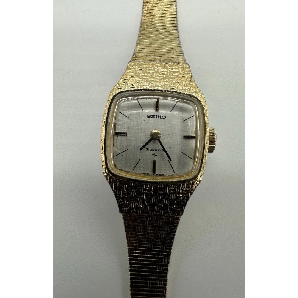 Vintage Seiko 11-3850 Ladies 21 Jewel Hand Wind Gold Tone Watch